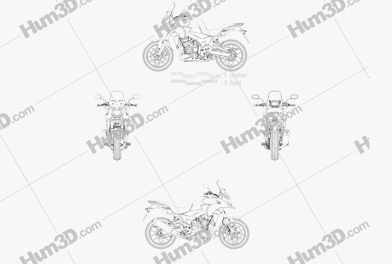 Honda CB500X 2018 테크니컬 드로잉