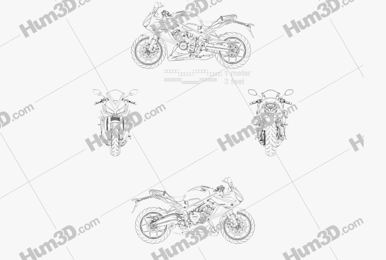 Honda CBR650R 2019 Disegno Tecnico