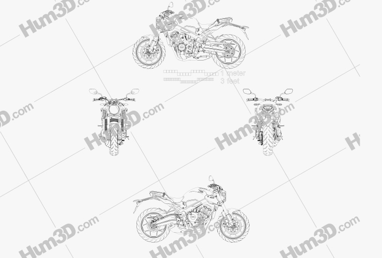 Honda CB650R 2019 테크니컬 드로잉