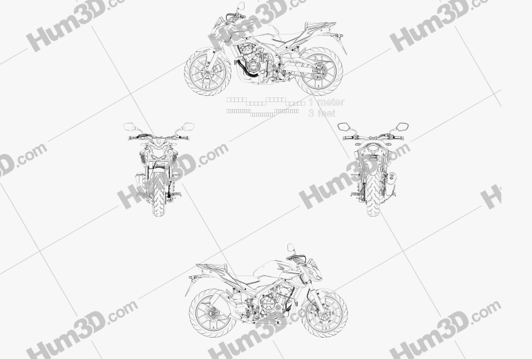 Honda CB500F 2019 Disegno Tecnico