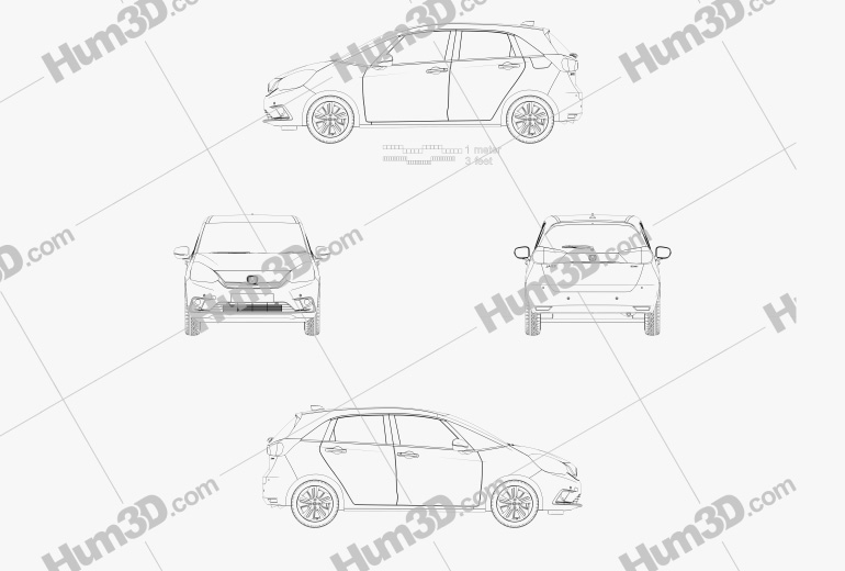 Honda Jazz e:HEV 2020 Disegno Tecnico
