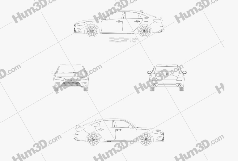 Honda Civic sedan Konzept 2022 Blueprint