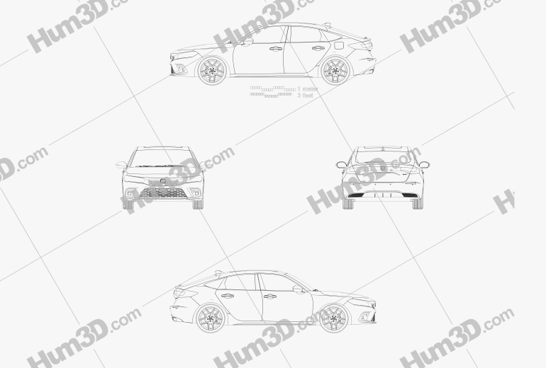 Honda Civic eHEV Fließheck 2023 Blueprint