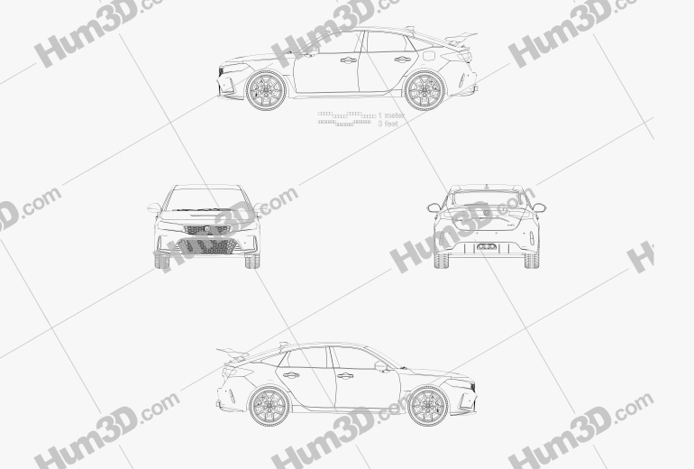 Honda Civic hatchback Type R 2023 Blueprint