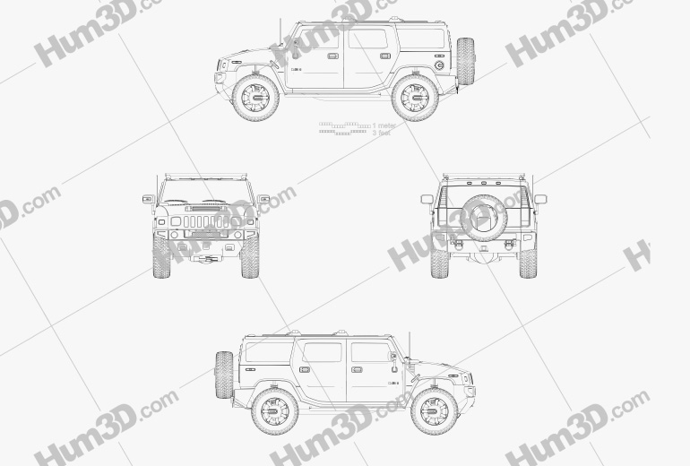 Hummer H2 2014 Blueprint