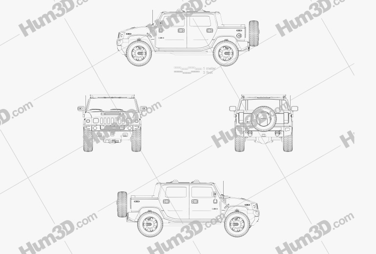 Hummer H2 SUT 2014 Blueprint