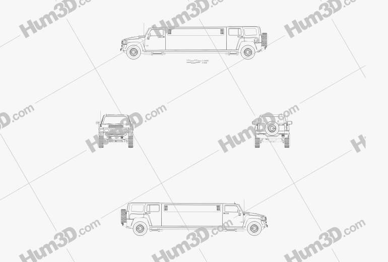 Hummer H3 Limusina 2011 Blueprint