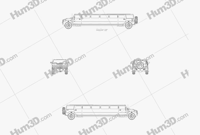 Hummer H2 Limousine 2011 Blueprint