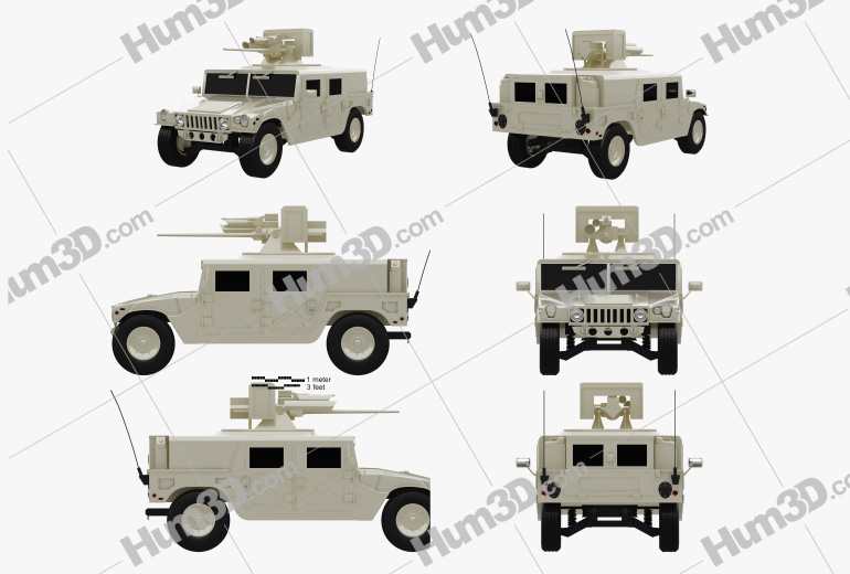 Hummer M242 Bushmaster 2011 Blueprint Template