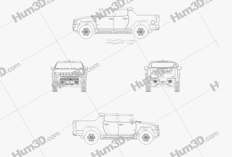 GMC Hummer EV Pickup 2022 Чертеж