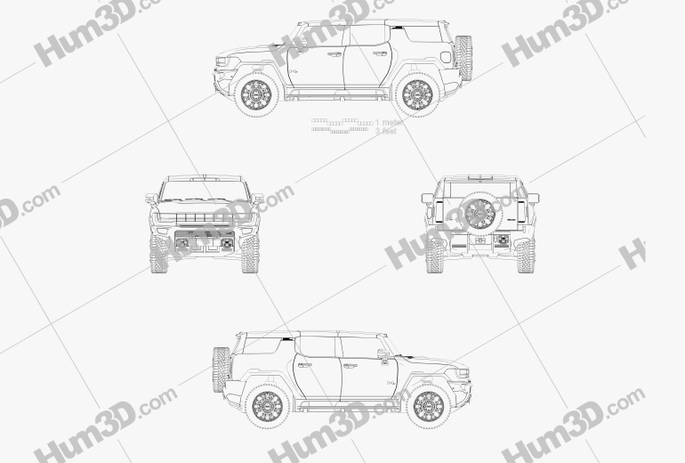 GMC Hummer EV SUV 2023 도면