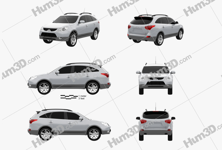 Hyundai ix55 Veracruz 2014 Blueprint Template