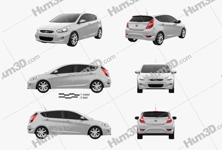 Hyundai Accent (i25) hatchback 2015 Blueprint Template