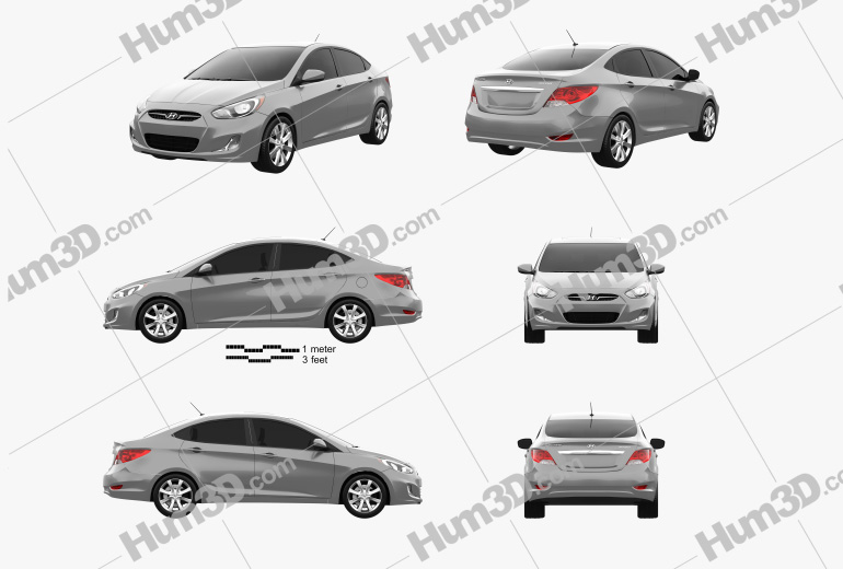 Hyundai Accent (i25) sedan 2015 Blueprint Template