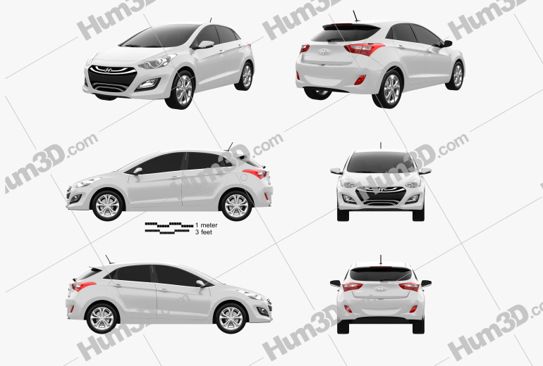 Hyundai i30 (Elantra Touring) hatchback 2016 Blueprint Template