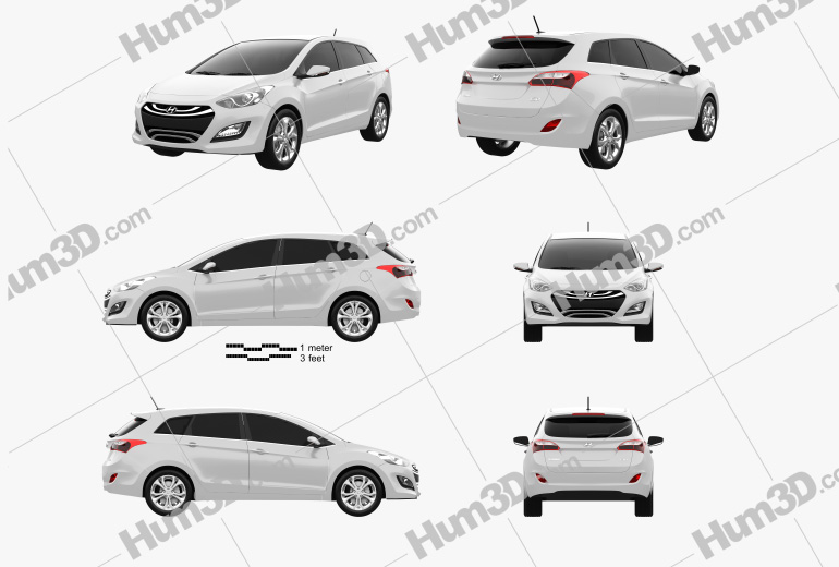 Hyundai i30 (Elantra) Wagon 2016 Blueprint Template