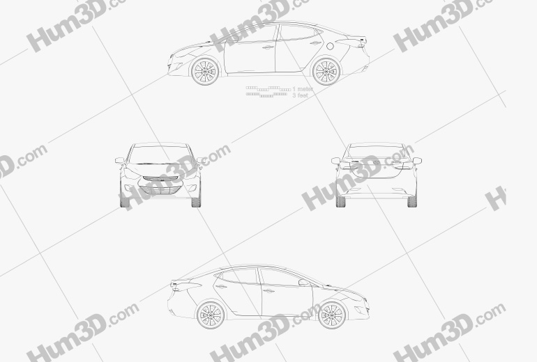 Hyundai Elantra (i35) sedan 2016 Blueprint