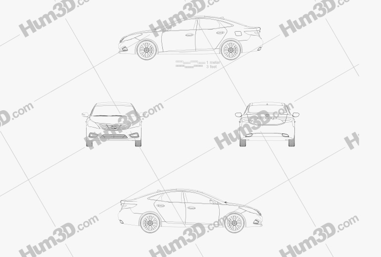 Hyundai Grandeur (HG) 2014 Blueprint