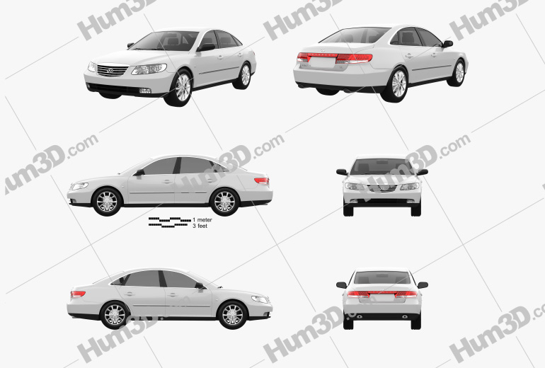Hyundai Grandeur (Azera) 2011 Blueprint Template