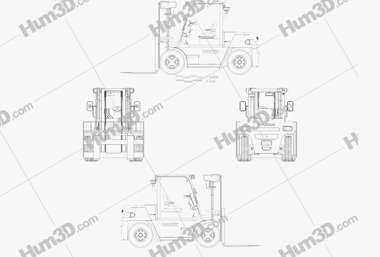 Hyundai 70DS-7E Forklift 2014 Blueprint