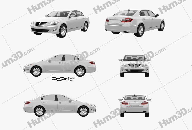 Hyundai Genesis (Rohens) sedan 2014 Blueprint Template