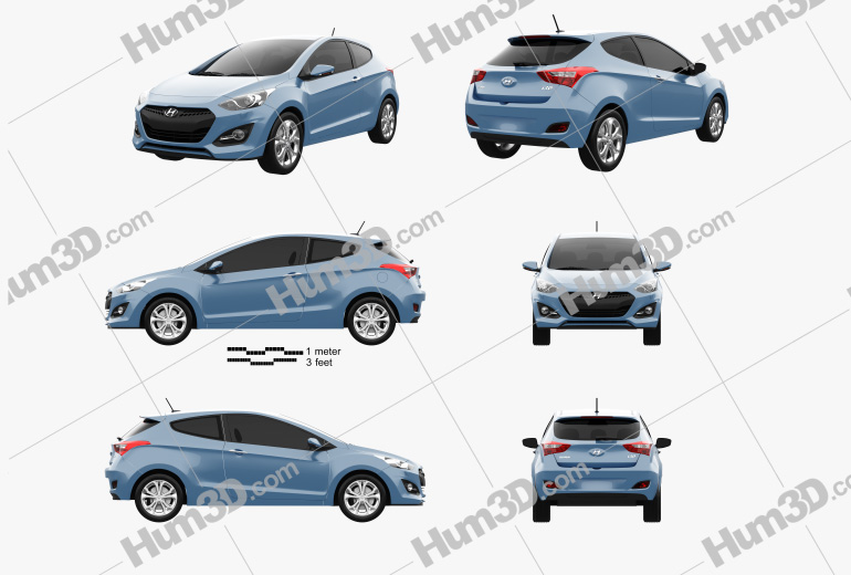 Hyundai i30 3-door hatchback 2015 Blueprint Template