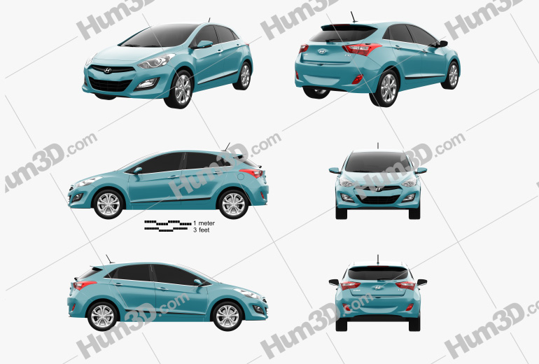 Hyundai i30 5-door hatchback (EU) 2015 Blueprint Template