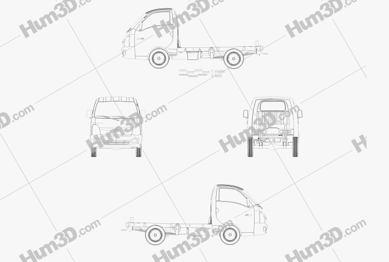 Hyundai HR (Porter) Chassis Truck 2014 Blueprint