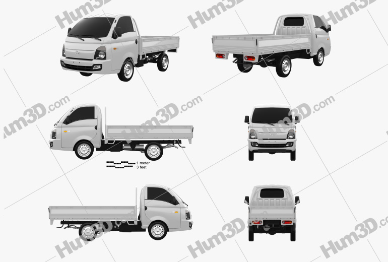 Hyundai HR (Porter) Flatbed Truck 2014 Blueprint Template
