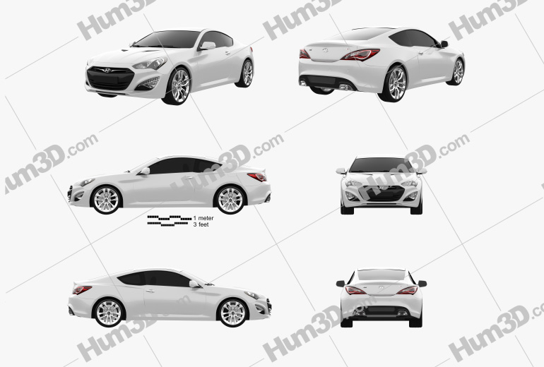 Hyundai Genesis coupe 2014 Blueprint Template