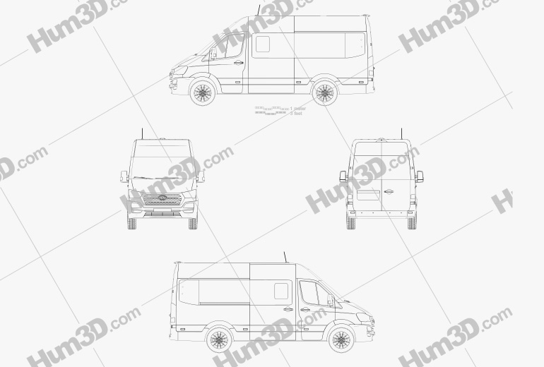 Hyundai H350 Passenger Van 2018 Blueprint