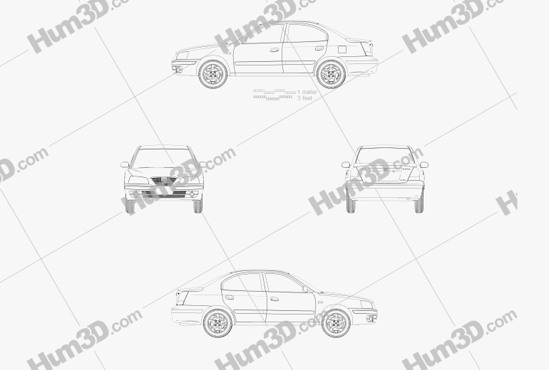 Hyundai Elantra (XD) 2014 蓝图