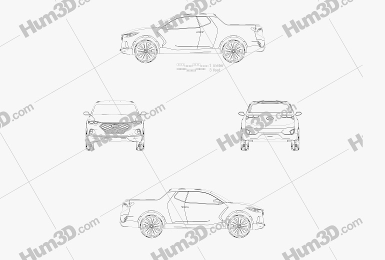 Hyundai Santa Cruz Crossover Truck 2015 Blueprint