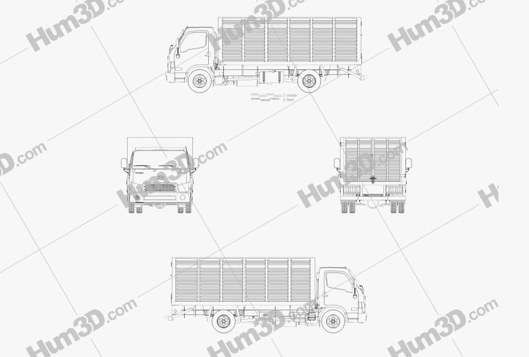 Hyundai HD65 Flatbed Truck 2015 Blueprint