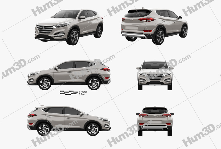 Hyundai Tucson 2017 Blueprint Template