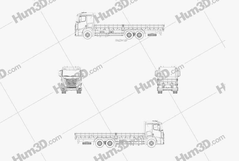 Hyundai Xcient Flatbed Truck 2017 Blueprint