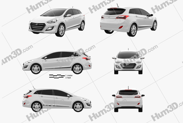 Hyundai i30 (Elantra) Wagon (UK) 2018 Blueprint Template