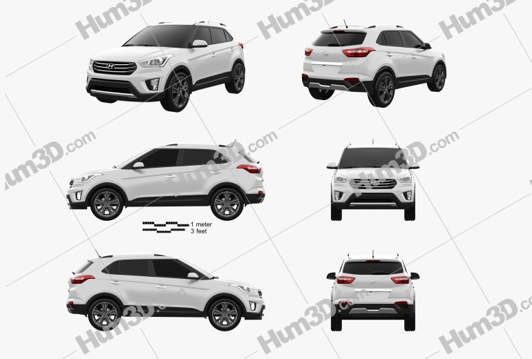 Hyundai Creta (ix25) 2019 Blueprint Template