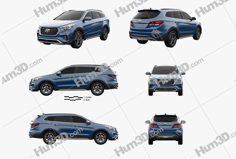 Hyundai Santa Fe (DM) 2020 Blueprint Template