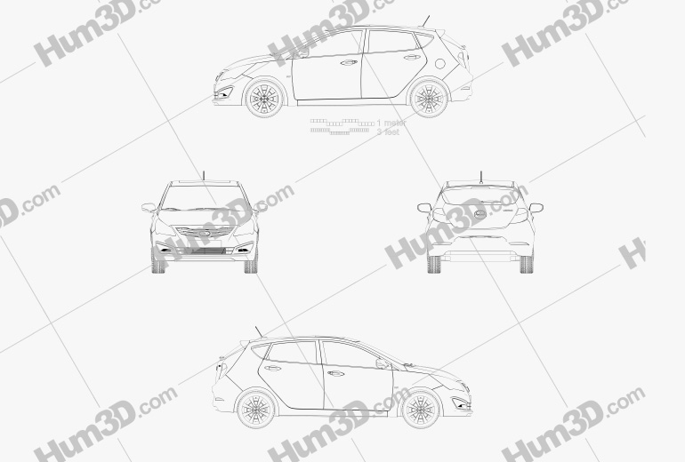 Hyundai Verna (Accent) п'ятидверний Хетчбек 2018 Креслення