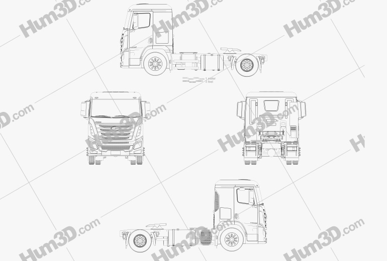 Hyundai Xcient P410 Camión Tractor 2016 Blueprint