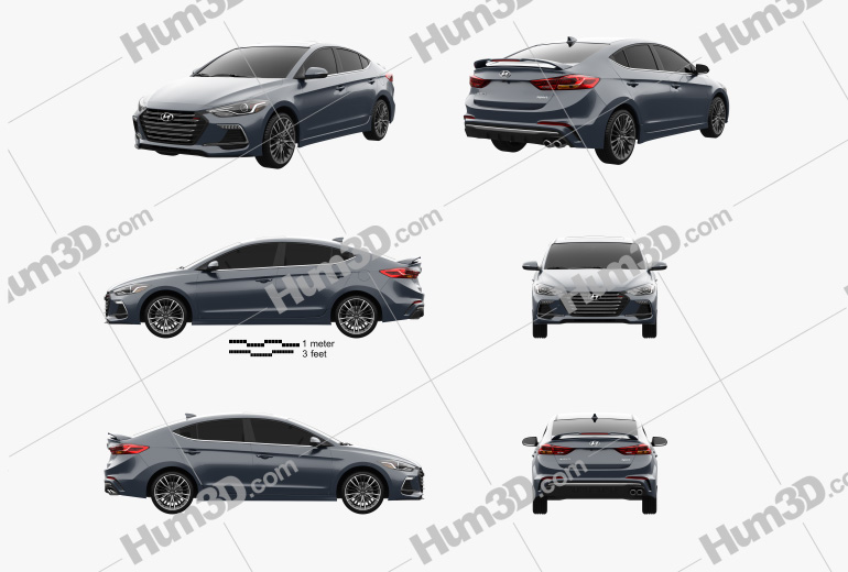 Hyundai Avante Sport 2020 Blueprint Template