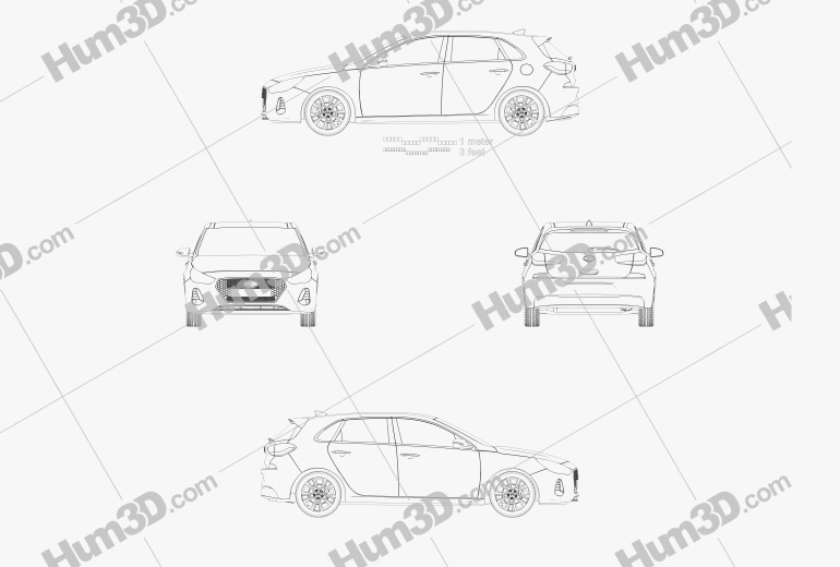 Hyundai i30 (Elantra) 5门 2019 蓝图