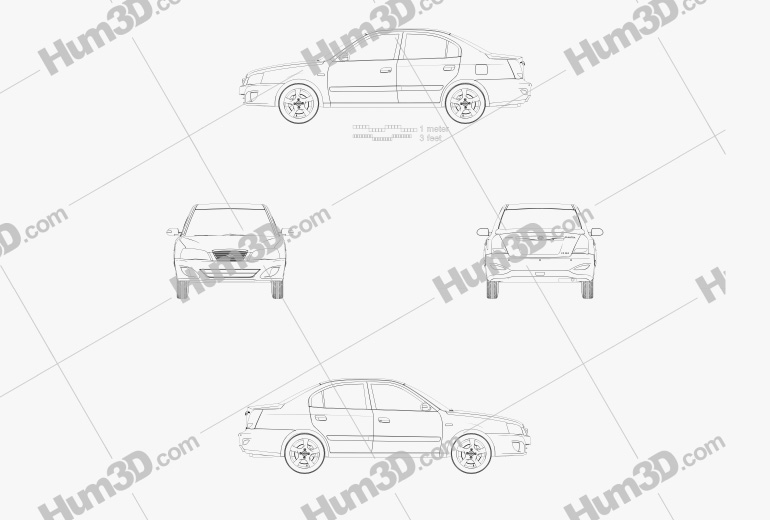 Hyundai Elantra (XD) CN-spec 2013 Креслення
