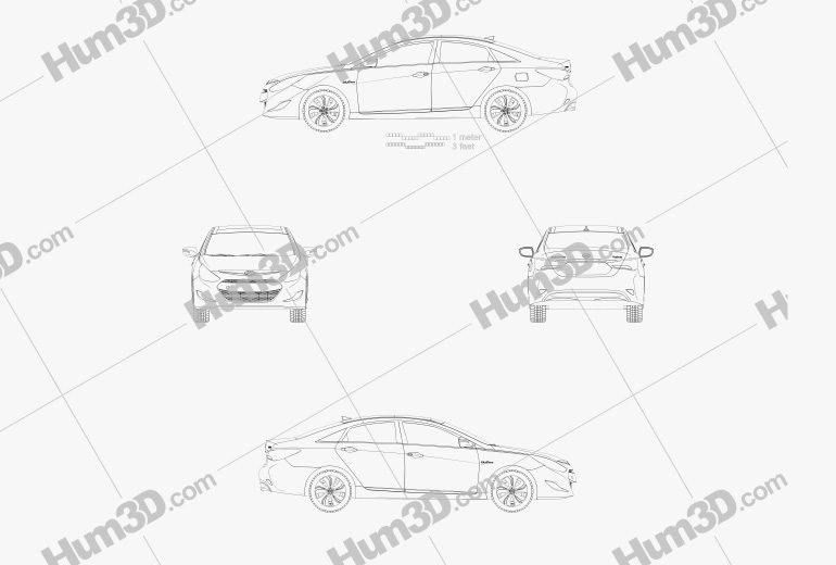 Hyundai Sonata (YF) 混合動力 2014 蓝图