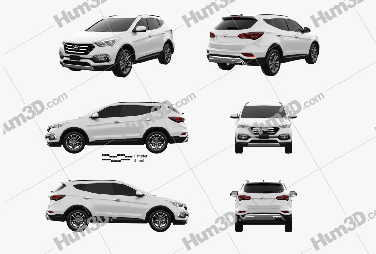 Hyundai Santa Fe (DM) 2018 Blueprint Template