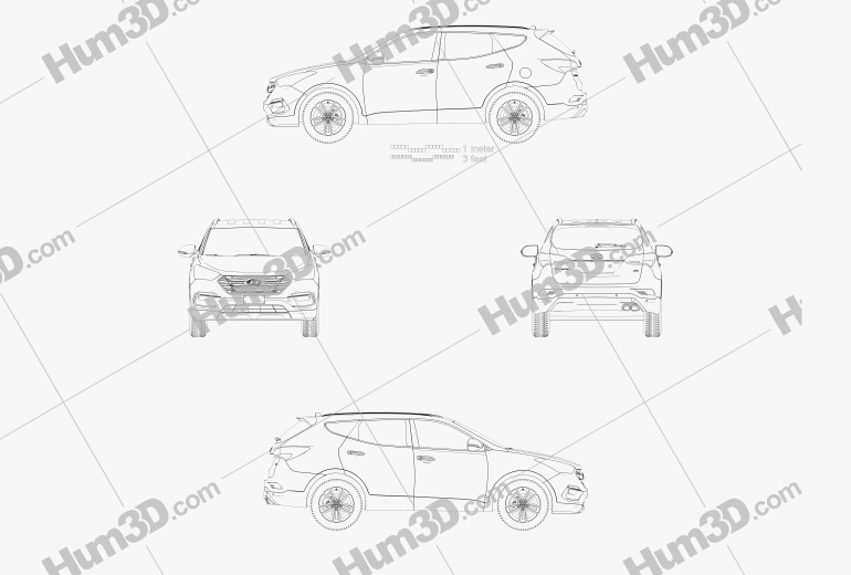 Hyundai Santa Fe (DM) 2018 Blueprint
