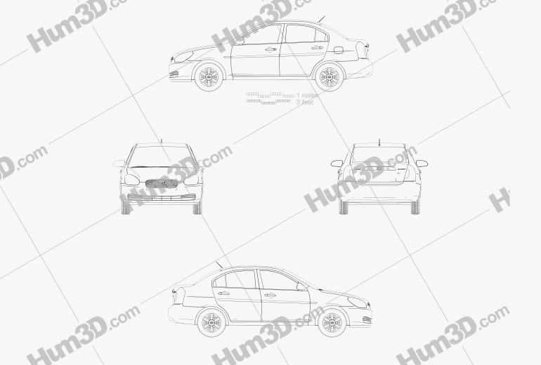 Hyundai Accent (MC) Sedán 2011 Blueprint