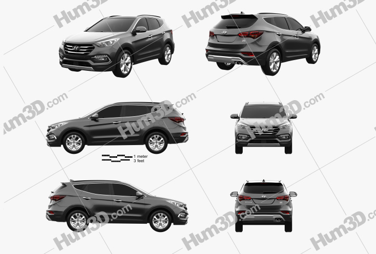 Hyundai Santa Fe (DM) KR-spec 2018 Blueprint Template