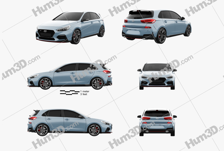 Hyundai i30 N hatchback 2020 Blueprint Template